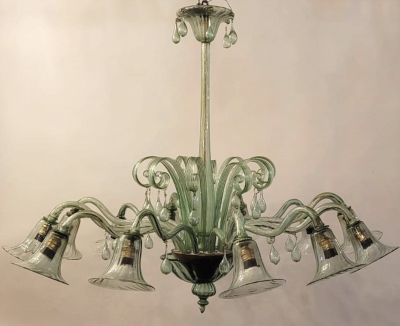 Large Murano Glass Chandelier Green