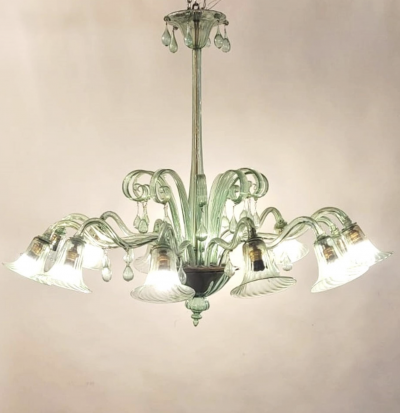 Large Murano Glass Chandelier Green