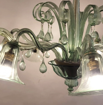 Large Murano Glass Chandelier Green