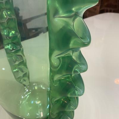 Large Murano Glass Colizza Green Spikes Vase