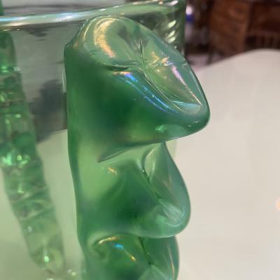 Large Murano Glass Colizza Green Spikes Vase