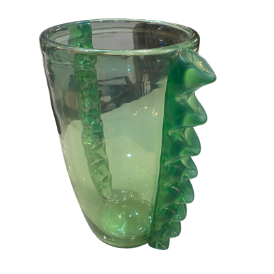 Large Murano Glass Colizza Green Spikes Vase