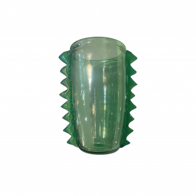 Large Murano Glass Colizza Green Spikes Vase