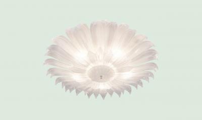 Large Murano Glass Flush Mount Flower Shaped Chandelier