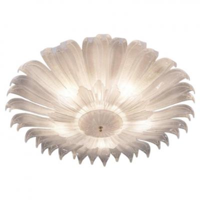 Large Murano Glass Flush Mount Flower Shaped Chandelier