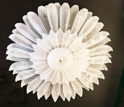 Large Murano Glass Flush Mount Flower Shaped Chandelier