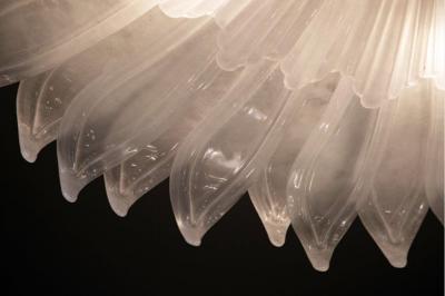 Large Murano Glass Flush Mount Flower Shaped Chandelier