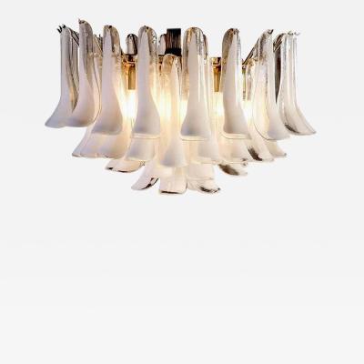 Large Murano Glass White Petals Chandelier