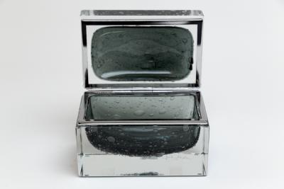 Large Murano Grey Puleogoso Glass Rectangular Box Contemporary