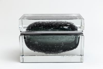 Large Murano Grey Puleogoso Glass Rectangular Box Contemporary