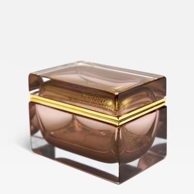 Large Murano Rose D Or Rectangular Box Contemporary