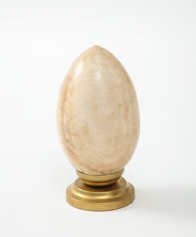 Large Natural Stone Onyx Egg Mounted on a Metal Stand