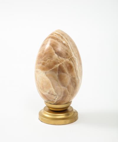 Large Natural Stone Onyx Egg Mounted on a Metal Stand