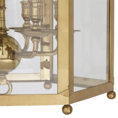 Large Neoclassical style brass and plate glass lantern