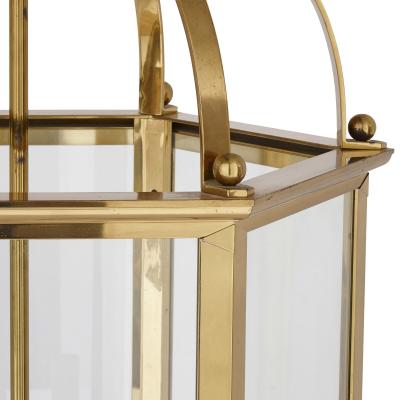 Large Neoclassical style brass and plate glass lantern