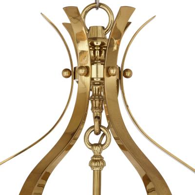 Large Neoclassical style brass and plate glass lantern