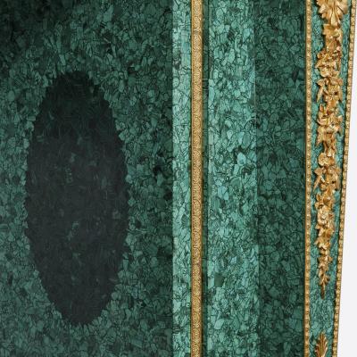 Large Neoclassical style gilt bronze and malachite fireplace