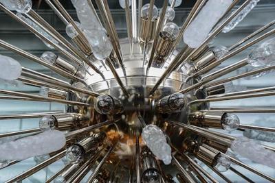 Large Nickel Finished Sputnik Chandelier with Murano Glass Spikes