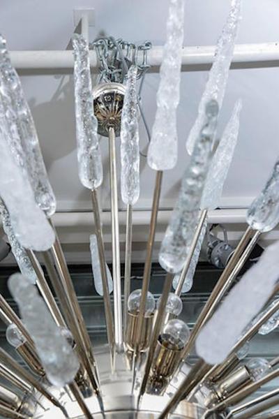 Large Nickel Finished Sputnik Chandelier with Murano Glass Spikes