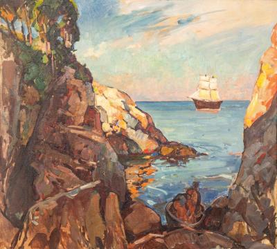 Large Oil On Canvas Painting By William Lester Stevens