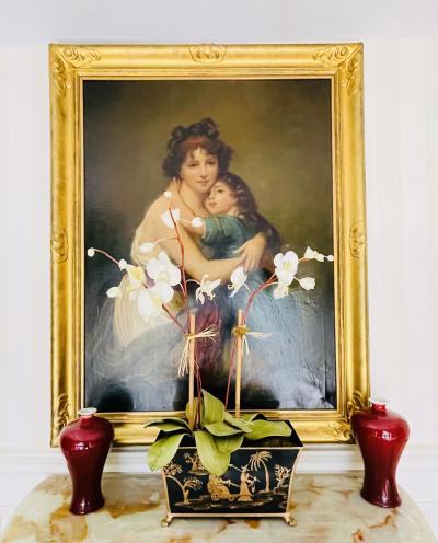 Large Oil on Canvas Mother and Child signed L Nicolas