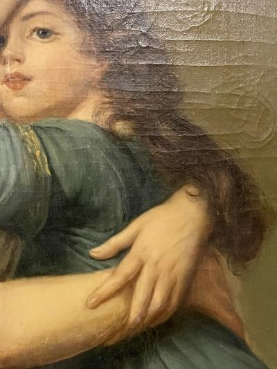 Large Oil on Canvas Mother and Child signed L Nicolas