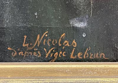 Large Oil on Canvas Mother and Child signed L Nicolas