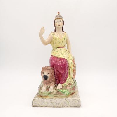 Large Old English Copy of Prattware Figure of Britannia U K circa 1900