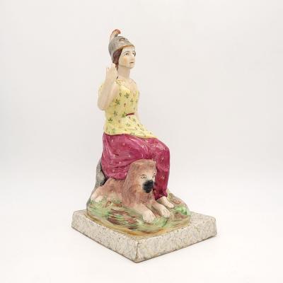 Large Old English Copy of Prattware Figure of Britannia U K circa 1900