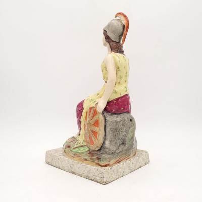 Large Old English Copy of Prattware Figure of Britannia U K circa 1900