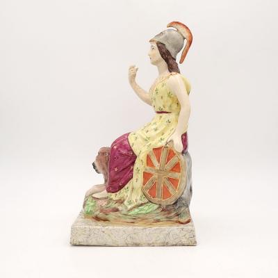 Large Old English Copy of Prattware Figure of Britannia U K circa 1900