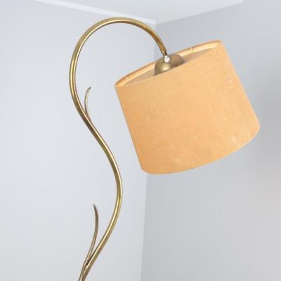 Large Organic Modern Branching Floor Lamp in Brass Linnen Finland 1950s