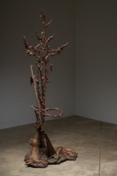 Large Ornate Cast Iron Hallway Tree with Hunting Motif 1920s