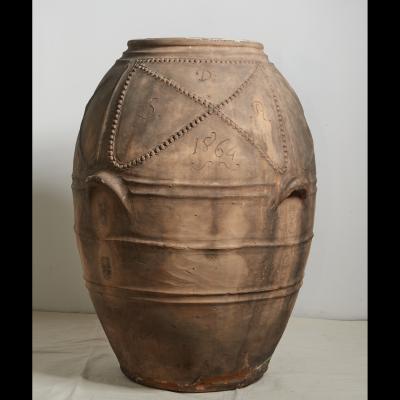 Large Outdoor Italian Terra Cotta Urn or Jar Dated 1864