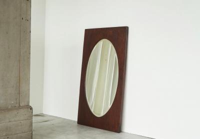 Large Oval Facetted Mirror in a Rectangular Oak Frame 1920s
