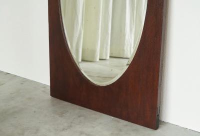 Large Oval Facetted Mirror in a Rectangular Oak Frame 1920s