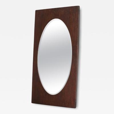 Large Oval Facetted Mirror in a Rectangular Oak Frame 1920s