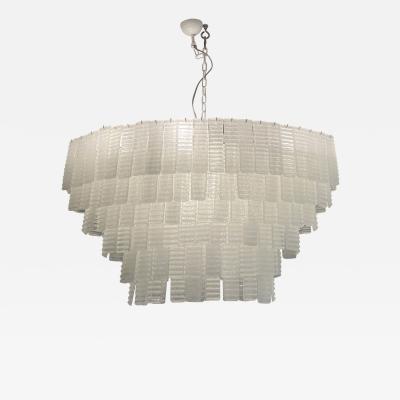 Large Oval White Murano Corrugated Chandelier