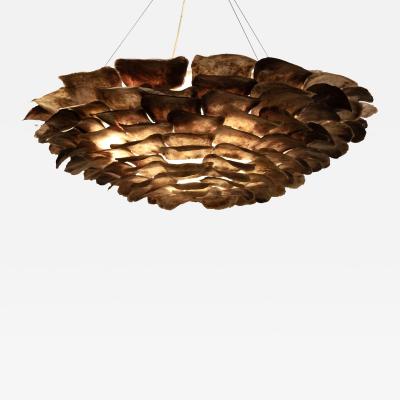 Large Oyster Saddle Shell and Mica Pendant Chandelier American 20th Century