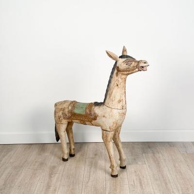 Large Painted Wood Horse India 20th century