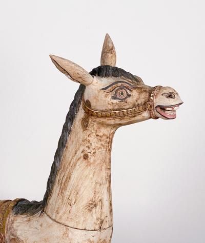 Large Painted Wood Horse India 20th century