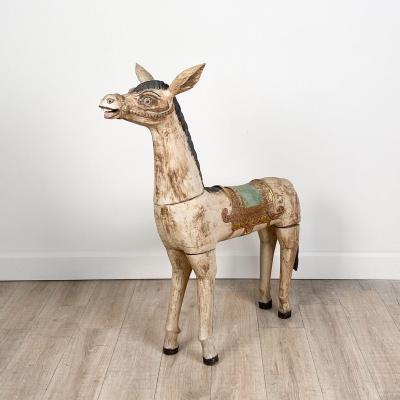 Large Painted Wood Horse India 20th century
