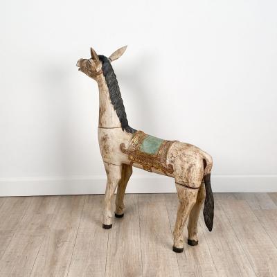 Large Painted Wood Horse India 20th century
