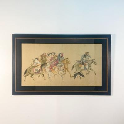 Large Painting with Princess Being Relocated circa 1900