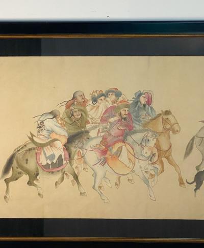 Large Painting with Princess Being Relocated circa 1900