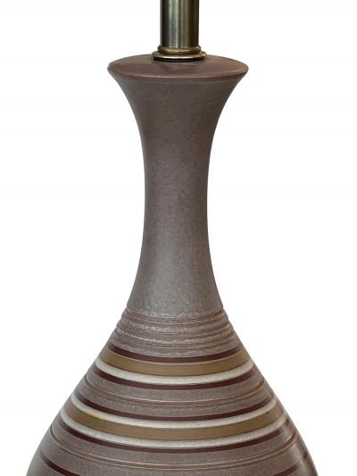 Large Pair 1960s Lamps with Striated Glazed Decoration on a Pumice Ground