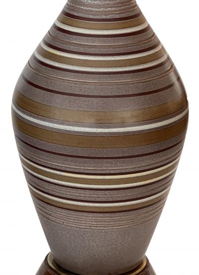 Large Pair 1960s Lamps with Striated Glazed Decoration on a Pumice Ground