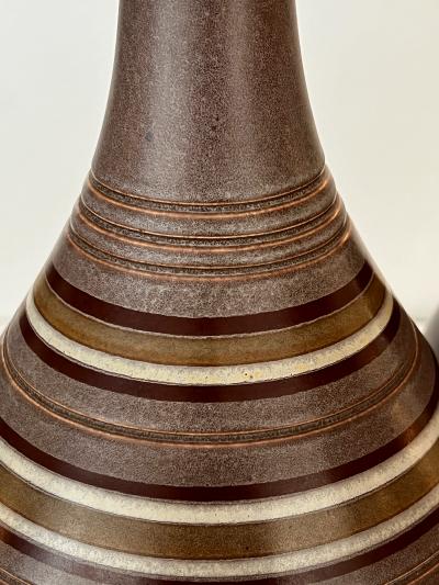 Large Pair 1960s Lamps with Striated Glazed Decoration on a Pumice Ground