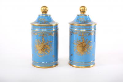 Large Pair 19th Century Sevres Style Porcelain Covered Jars
