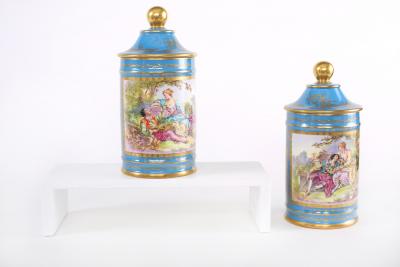 Large Pair 19th Century Sevres Style Porcelain Covered Jars